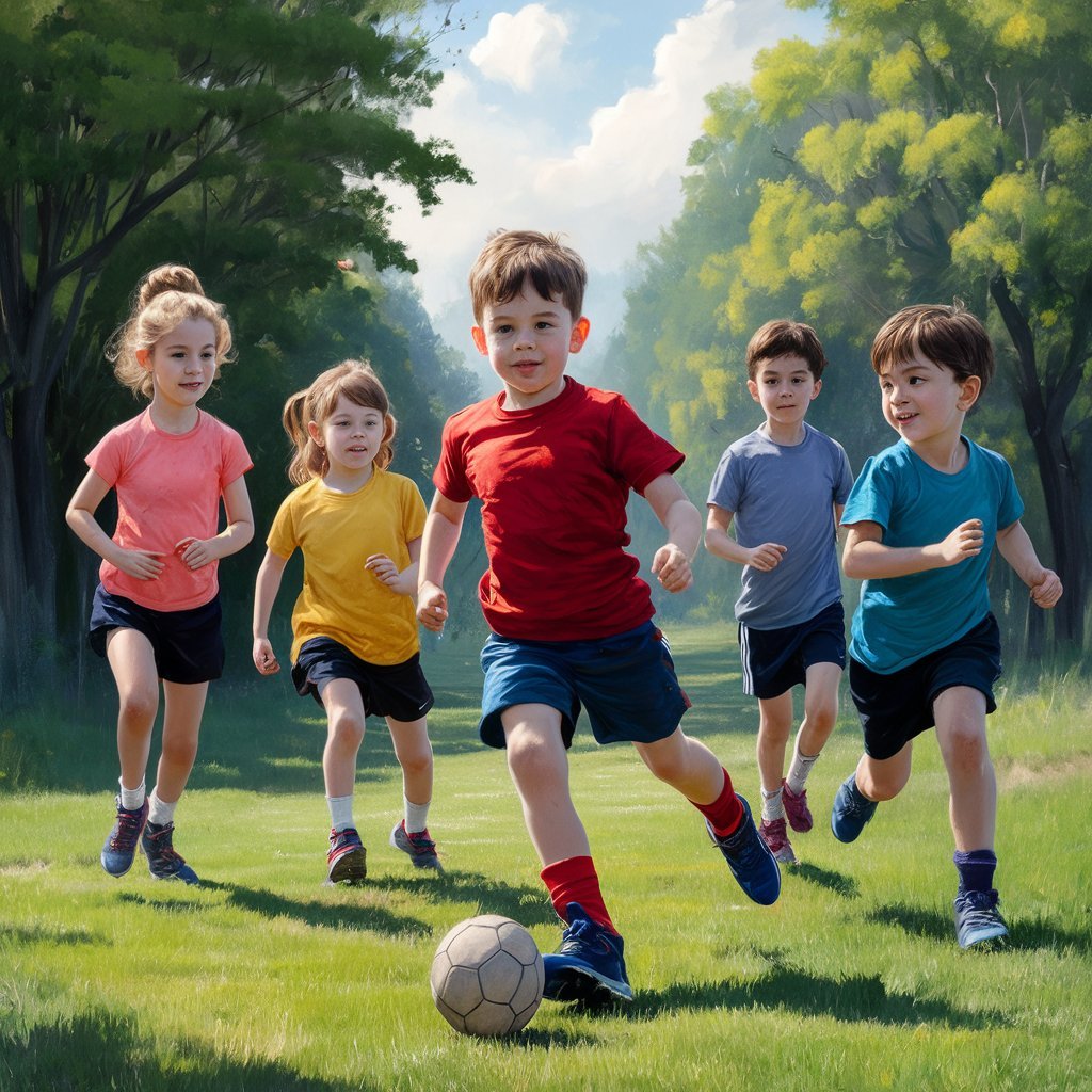Showcasing children engaging in physical activities like playing sports or outdoor games can underscore the connection between nutrition, physical health, and overall well-being.